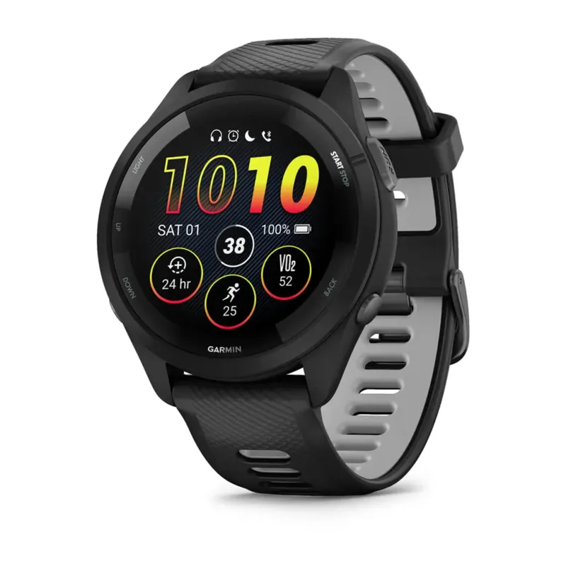 Garmin Forerunner 265 Black Bezel and Case with Black/Powder Grey Silicone Band